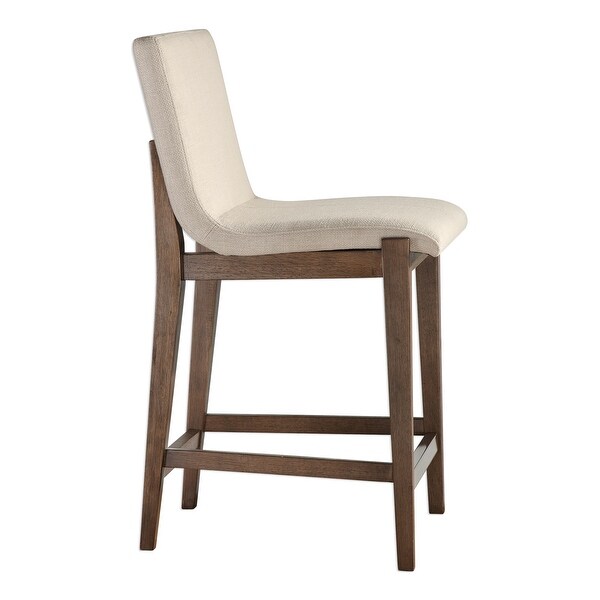 Uttermost Klemens Light Walnut and Neutral Linen Counter Stool