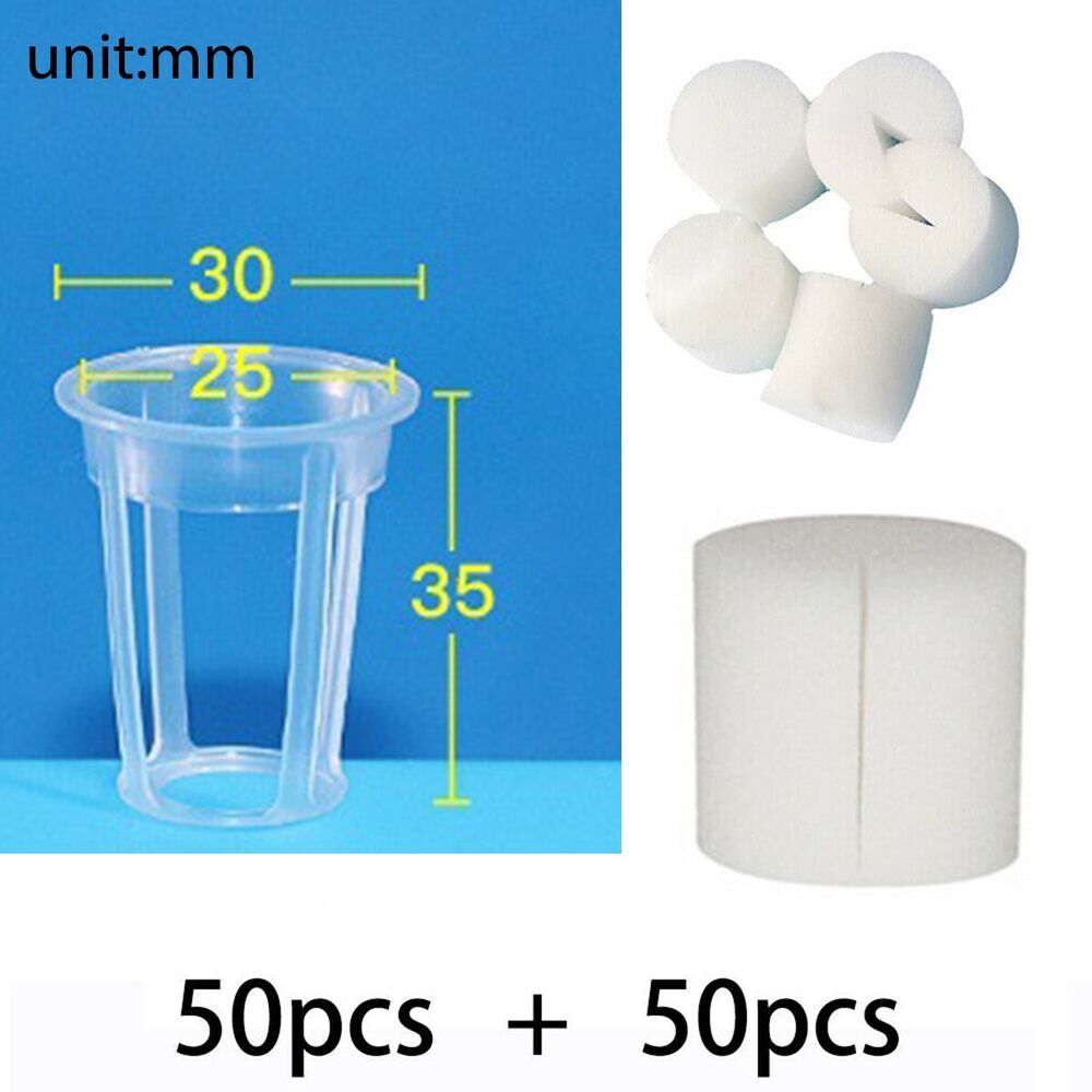 50pcs Mesh Pot Net Cup Basket Hydroponic Aeroponic Plant Grow Clone Kit Planting