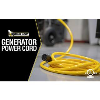 Yellow Jacket 25 ft. 104 Premium SJTW 30-Amp Power Distribution Outdoor Heavy-Duty Twist-Lock Generator Extension Cord 1493