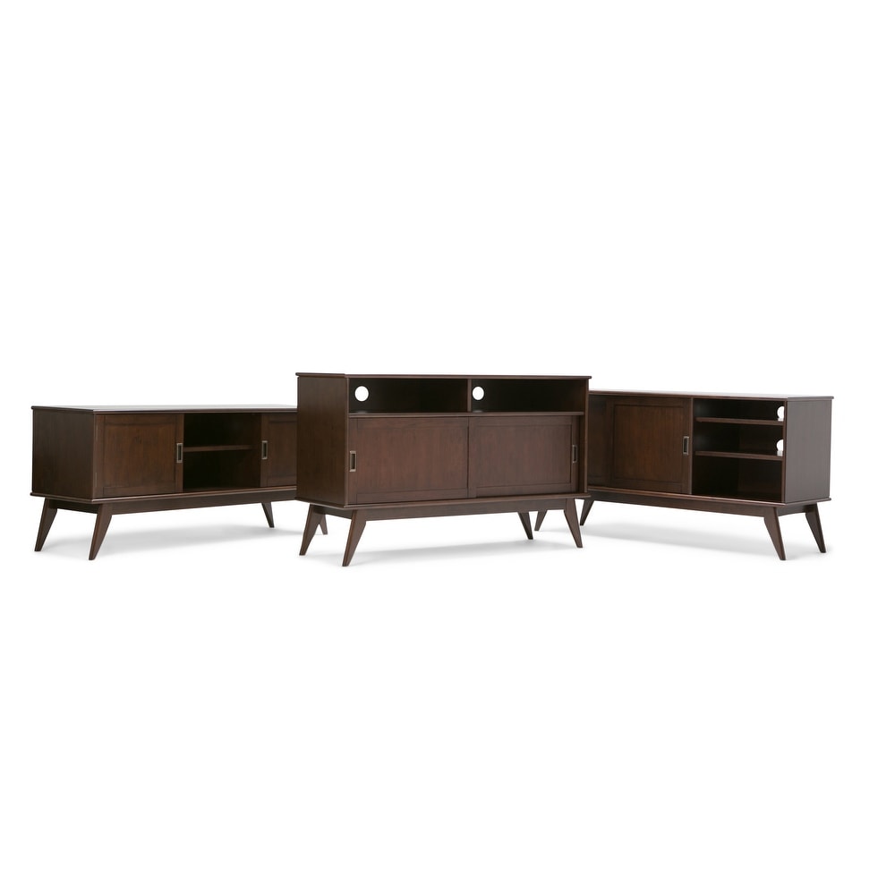 WYNDENHALL Tierney SOLID HARDWOOD 60 inch Wide Mid Century Modern TV Media Stand For TVs up to 65 inches   60\