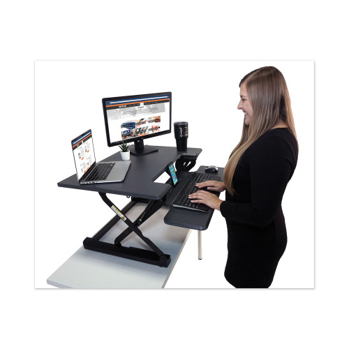 Victor High Rise Height Adjustable Standing Desk with Keyboard Tray， 31