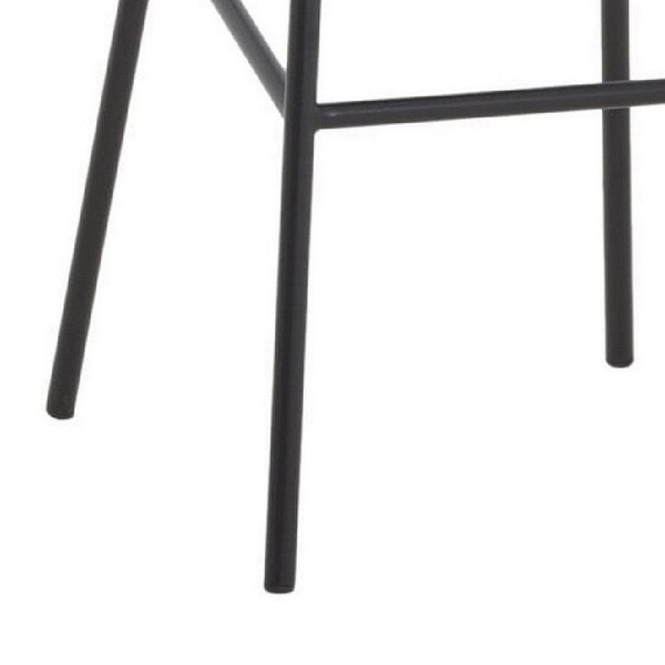 Cid 30 Inch Modern Bar Stool with Saddle Seat， Metal Legs， Fabric， Black - 16L x 18W x 30H Inches