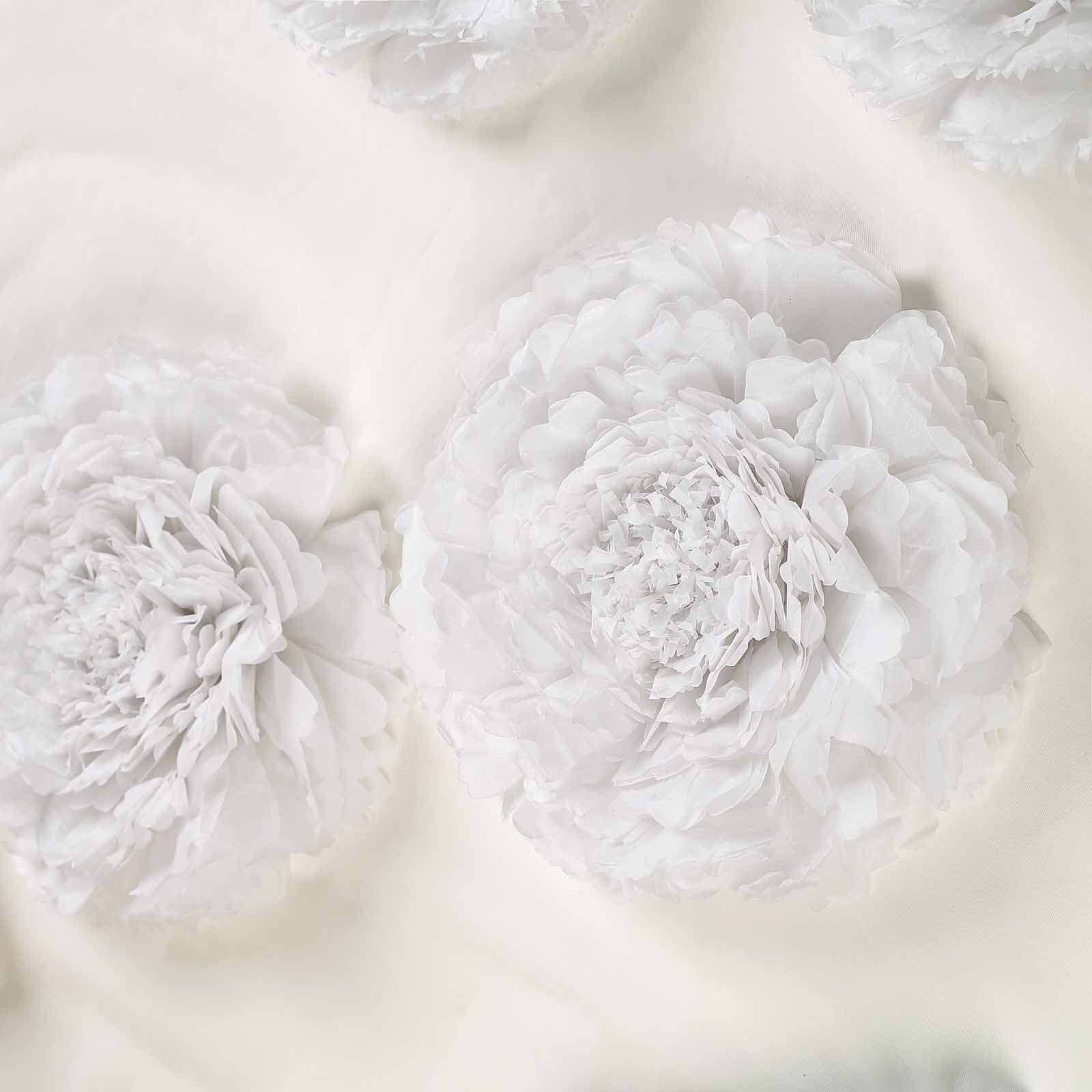 Set of 6 White Carnation 3D Paper Flowers Wall Decor 7