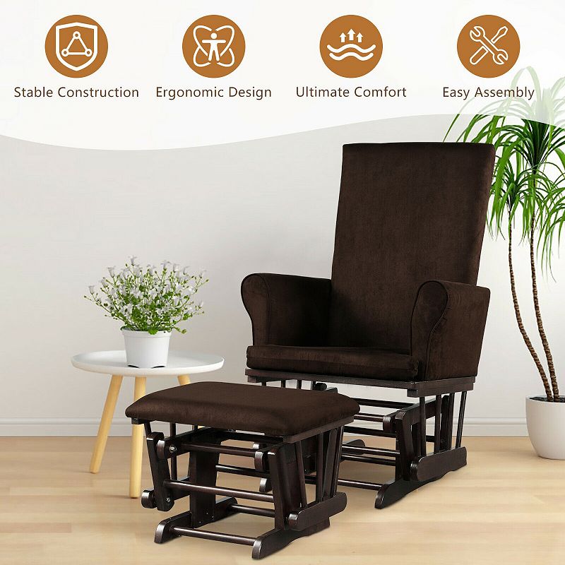 Baby Nursery Relax Rocker Rocking Chair Glider and Ottoman Cushion Set