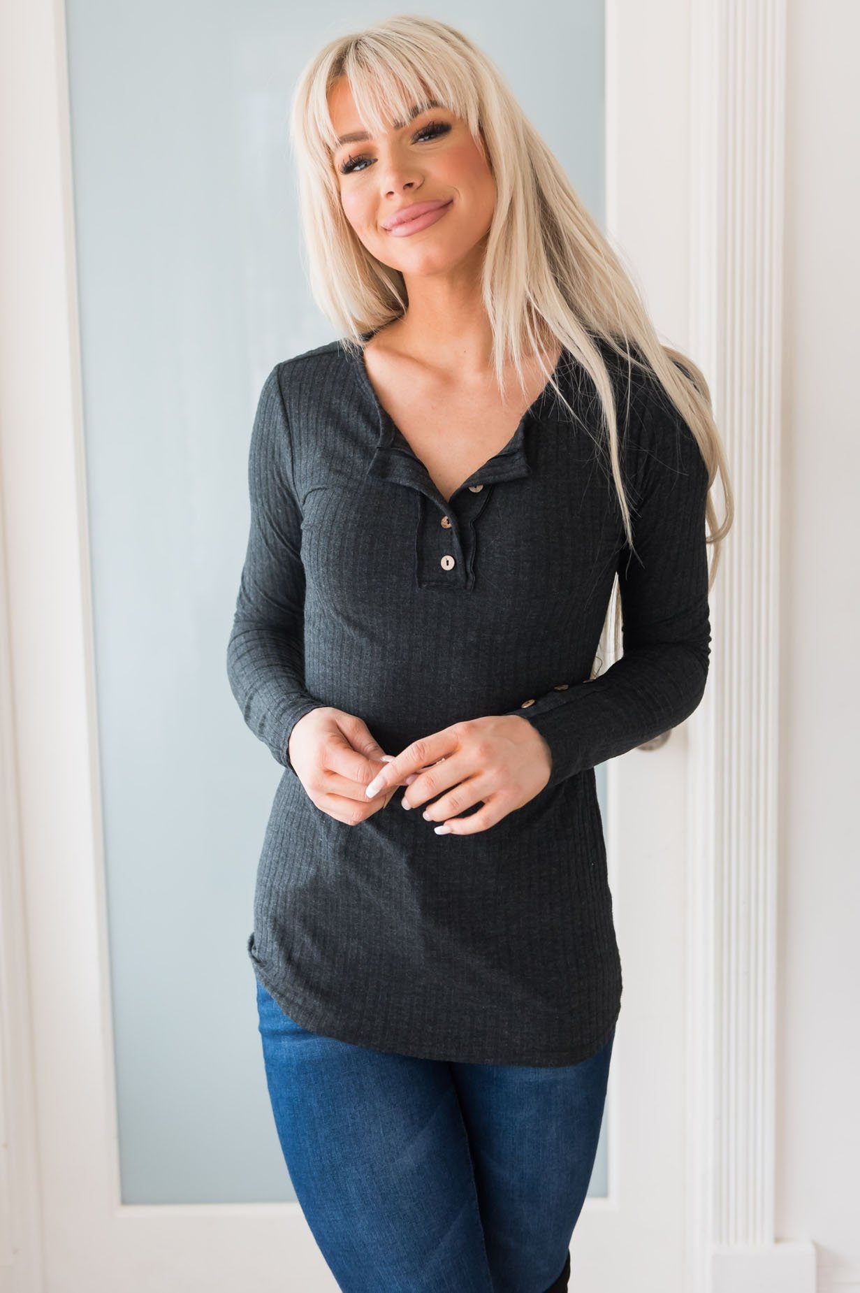 Blissful Ribbed Modest Top