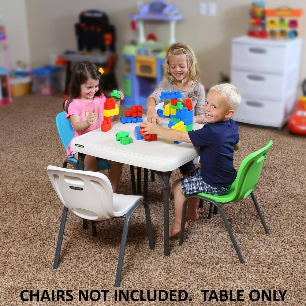 Lifetime Children's 24 in. W Square Almond Folding Table 80425