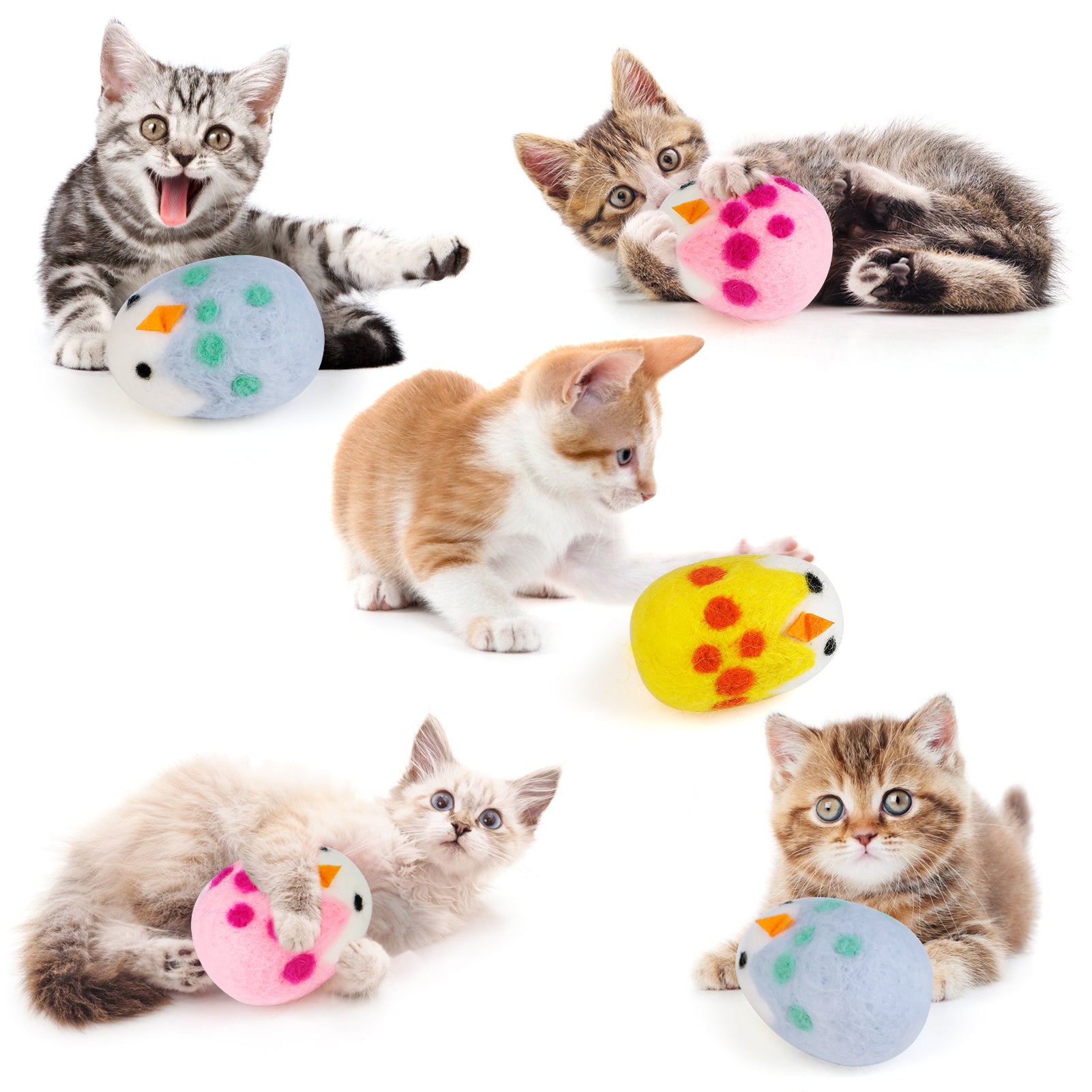 Legendog 3PCS Cat Catnip Toys Easter Cat Teething Toy Lovely Chicken Egg Kitten Chew Toy with Storage Bag for Indoor Cats