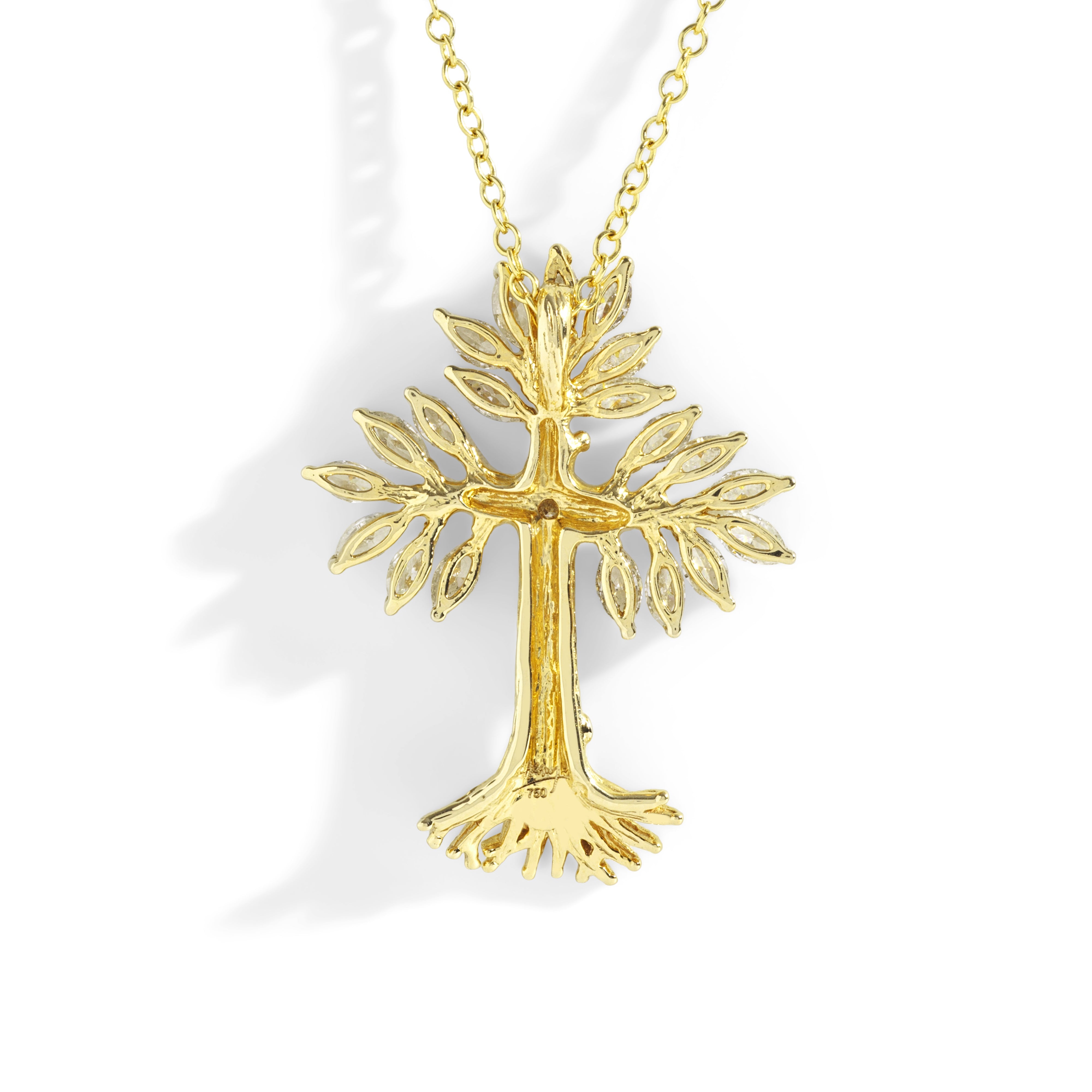 Armenian Tree of Life 25mm Cross Pendant Necklace with Diamonds