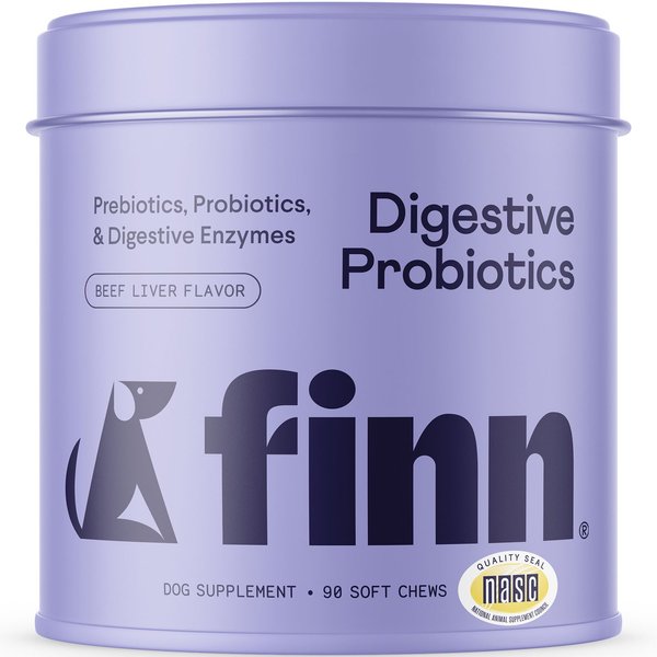 Finn Digestive Prebiotic and Probiotic Supplement For Dogs， 90 count