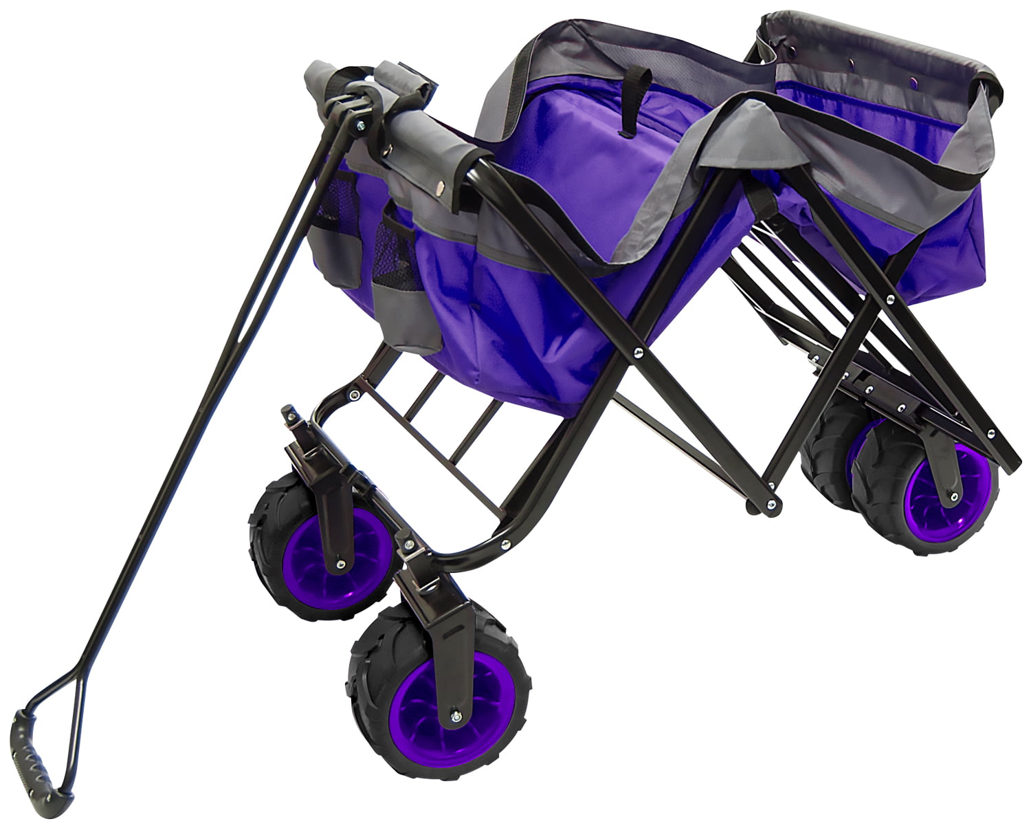 Creative Outdoor Products Collapsible Folding Wagon Cart- Purple & Gray