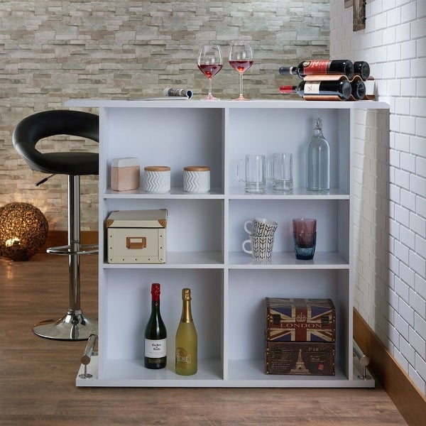 Wooden Top Bar Table in High Gloss White