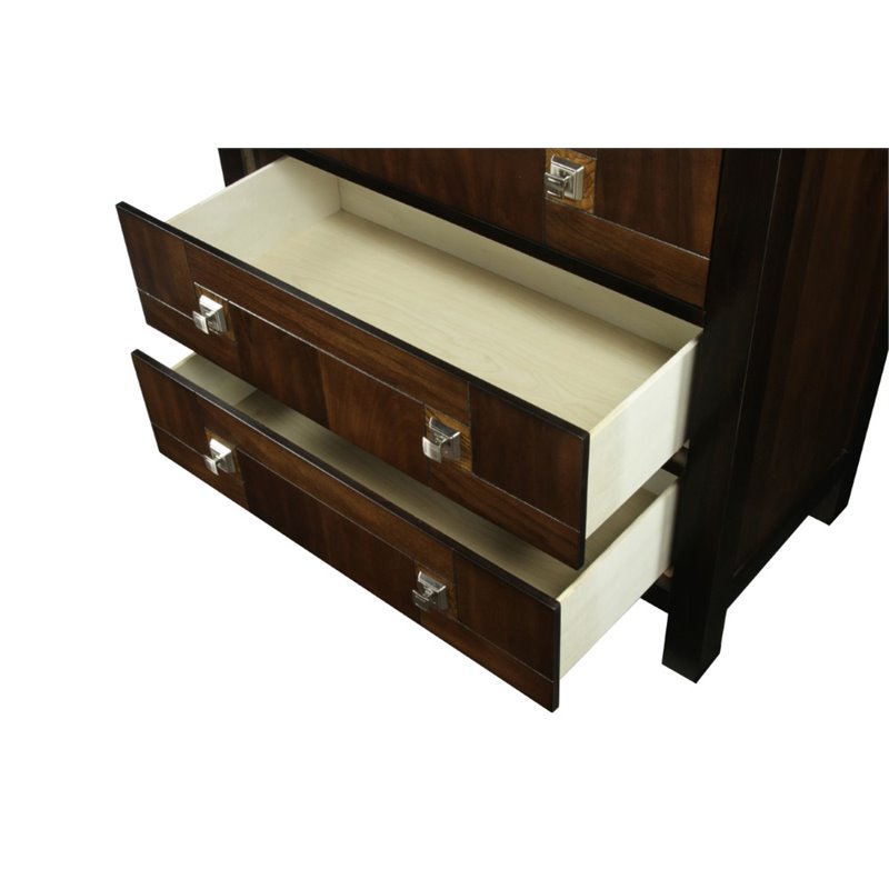 Furniture of America Delia Transitional Wood 5-Drawer Chest in Walnut