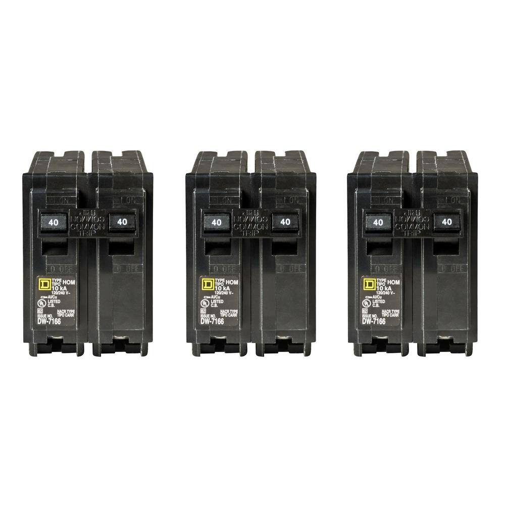 Square D Homeline 40 Amp 2-Pole Circuit Breaker (3-Pack) HOM240CP3