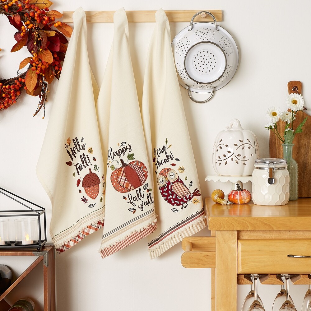 DII Thanksgiving Cozy Picnic  Plaid Dishtowel Set of 3