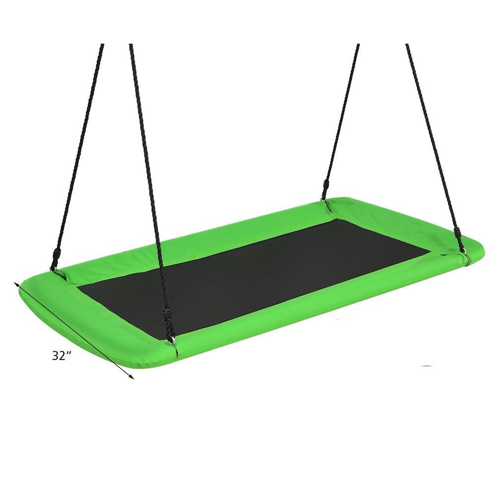 Gymax 60 in. Green Kids Giant Tree Rectangle Swing 700 lbs wAdjustable Hanging Ropes GYM07152