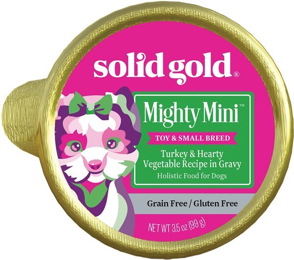 Solid Gold Mighty Mini Turkey and Hearty Vegetable Recipe in Gravy Grain-Free Small Breed Dog Food Cups