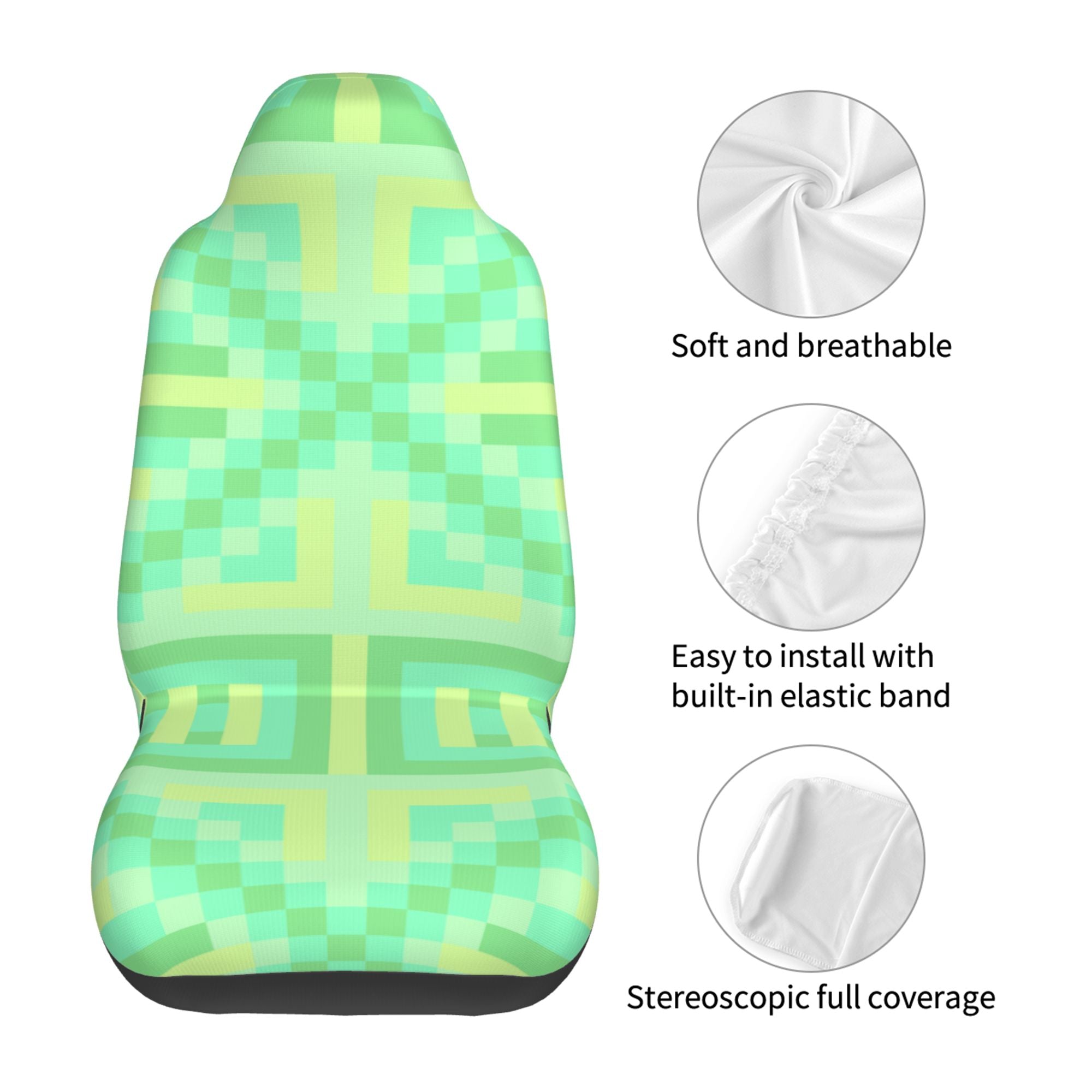 ZICANCN Car Seat Cover Green Geometric Pattern Car Front Seat Covers Protectors ， Automotive Seat Covers for Cars Trucks Suv