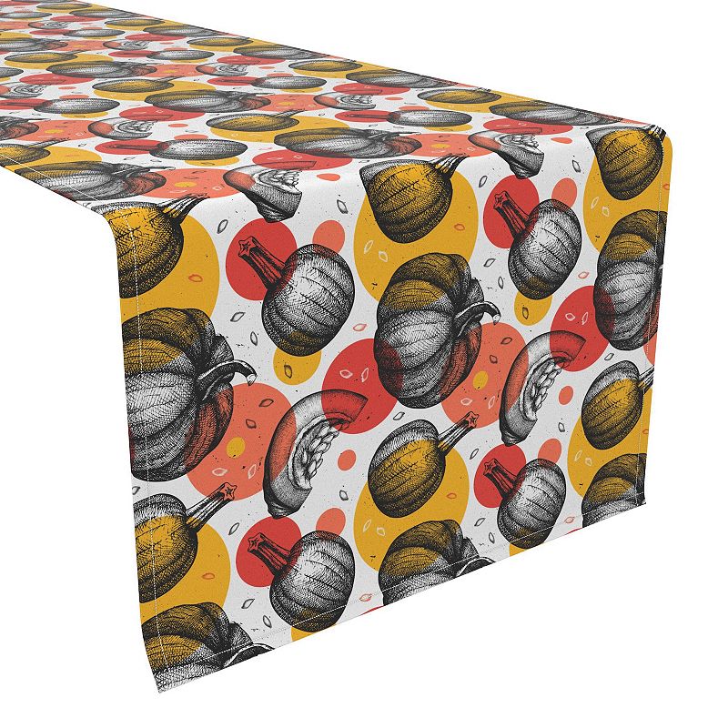 Table Runner， 100% Polyester， 14x108， Pumpkins and Autumn Dots