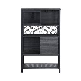 Tileon 32.28 in. W x 15.75 in. D x 52.56 in. H in Antique Black Metal and MDF Ready to Assemble Floor Base Kitchen Cabinet AYBSZHD738