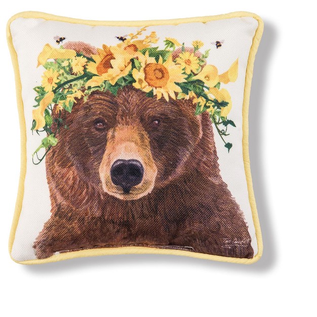 X 8 quot Bear With Flower Crown Spring Petite Printed Throw Pillow