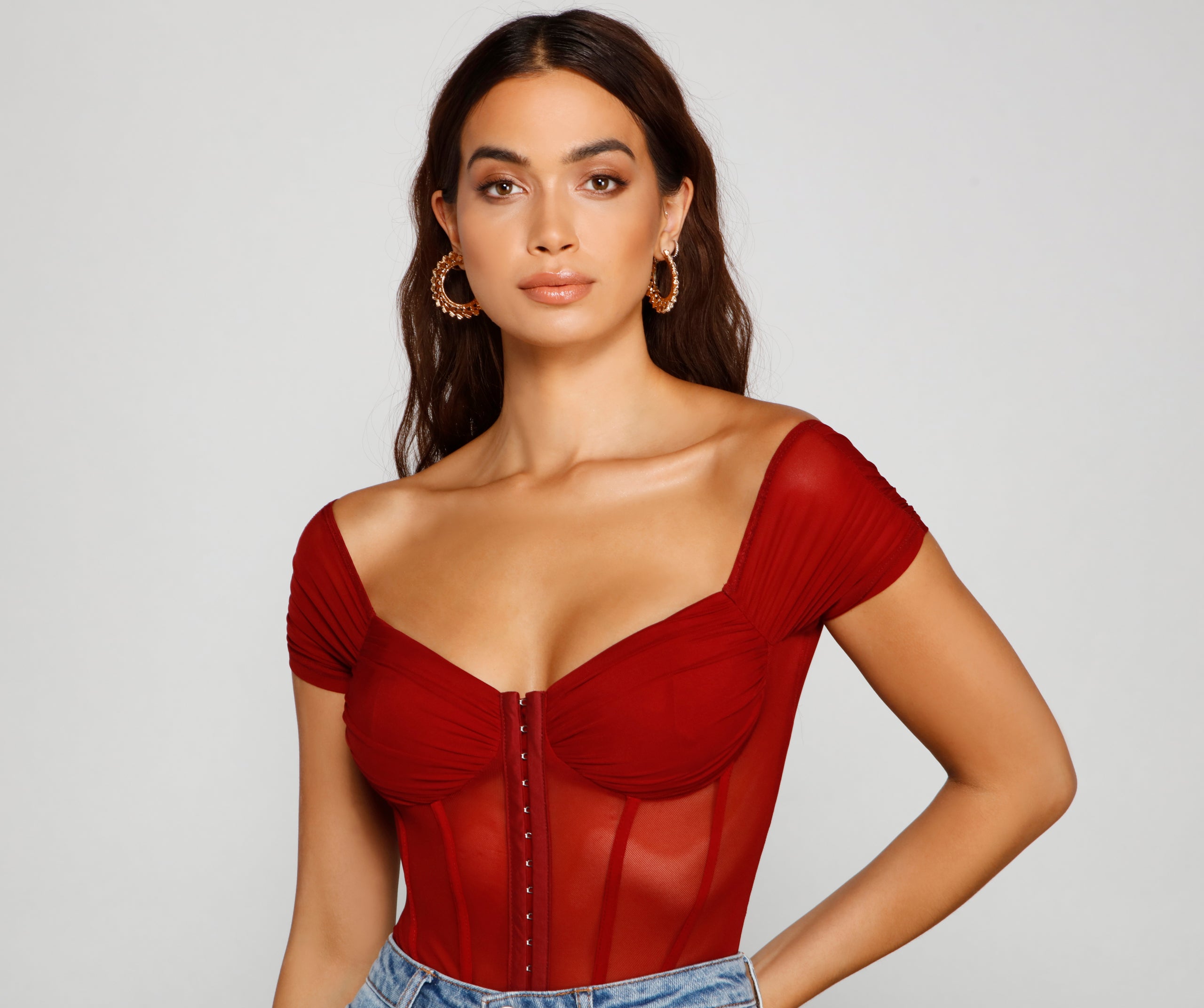 So Chic Mesh Bustier Bodysuit