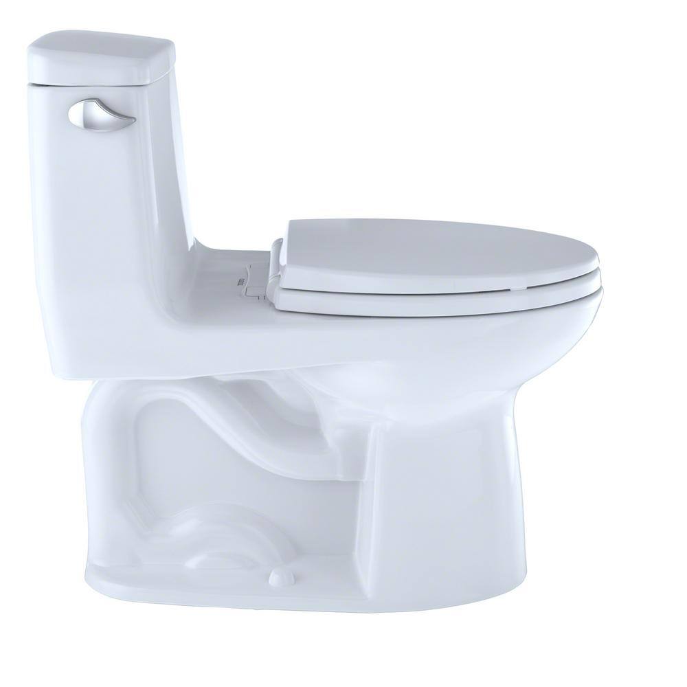 TOTO Eco UltraMax 1-Piece 1.28 GPF Single Flush Elongated Standard Height Toilet in Cotton White SoftClose Seat Included MS854114E#01