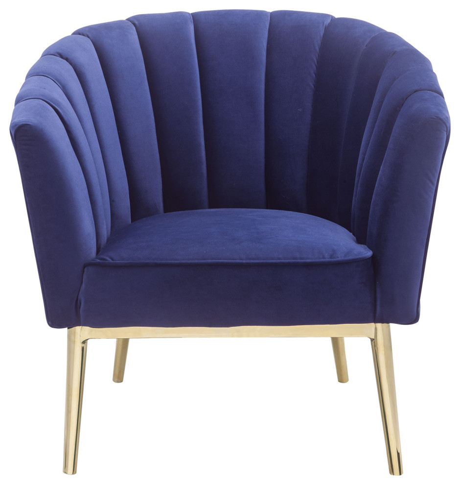 32 quotBlue And Copper Velvet Tufted Barrel Chair   Midcentury   Armchairs And Accent Chairs   by HomeRoots  Houzz