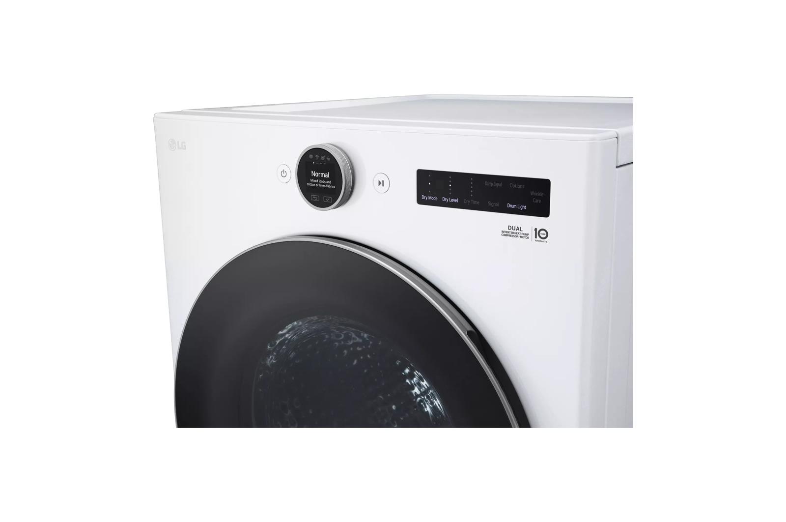 Lg DLHC5502W 7.8 Cu. Ft. Mega Capacity Smart Front Load Dryer With Dual Inverter Heatpump™ Technology And Inverter Direct Drive Motor System