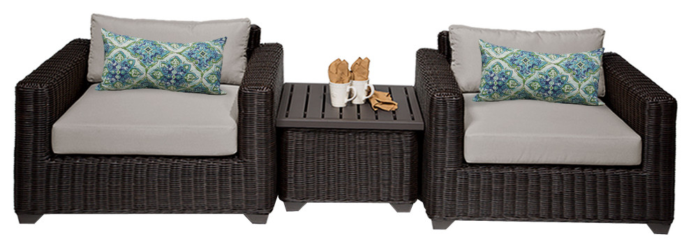 Venice 3 Piece Outdoor Wicker Patio Furniture Set 03a   Tropical   Outdoor Lounge Sets   by TKClassics  Houzz