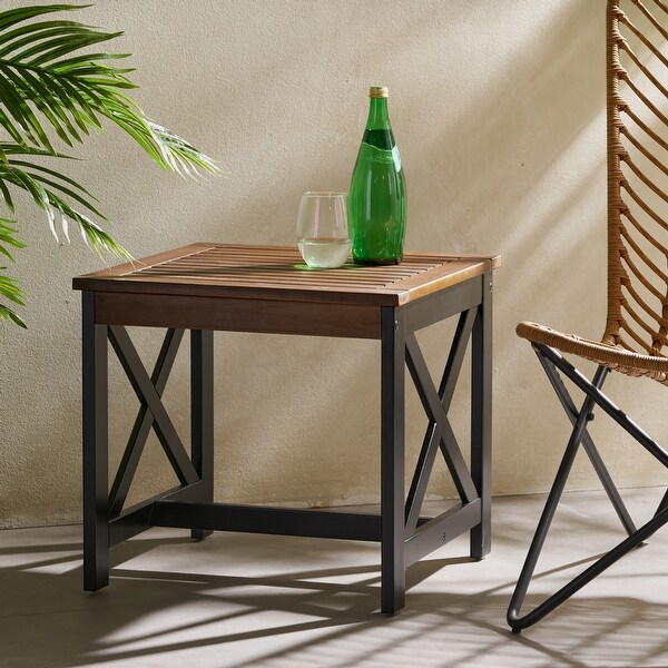 Outdoor Two Toned Finished End Table with Contrasted Legs