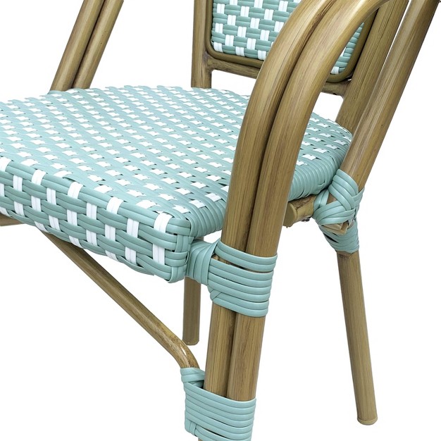 2pk Brianna Outdoor French Bistro Chairs Light Teal white Christopher Knight Home