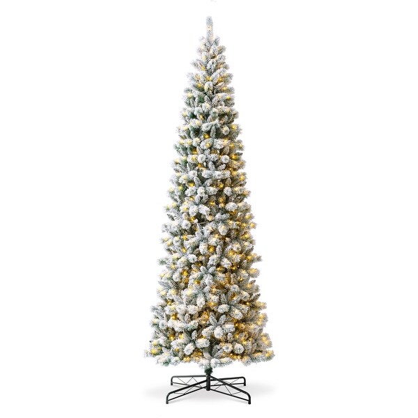 Glitzhome 11ft PreLit Flocked Multicolor Artificial Christmas Tree with Remote Controller