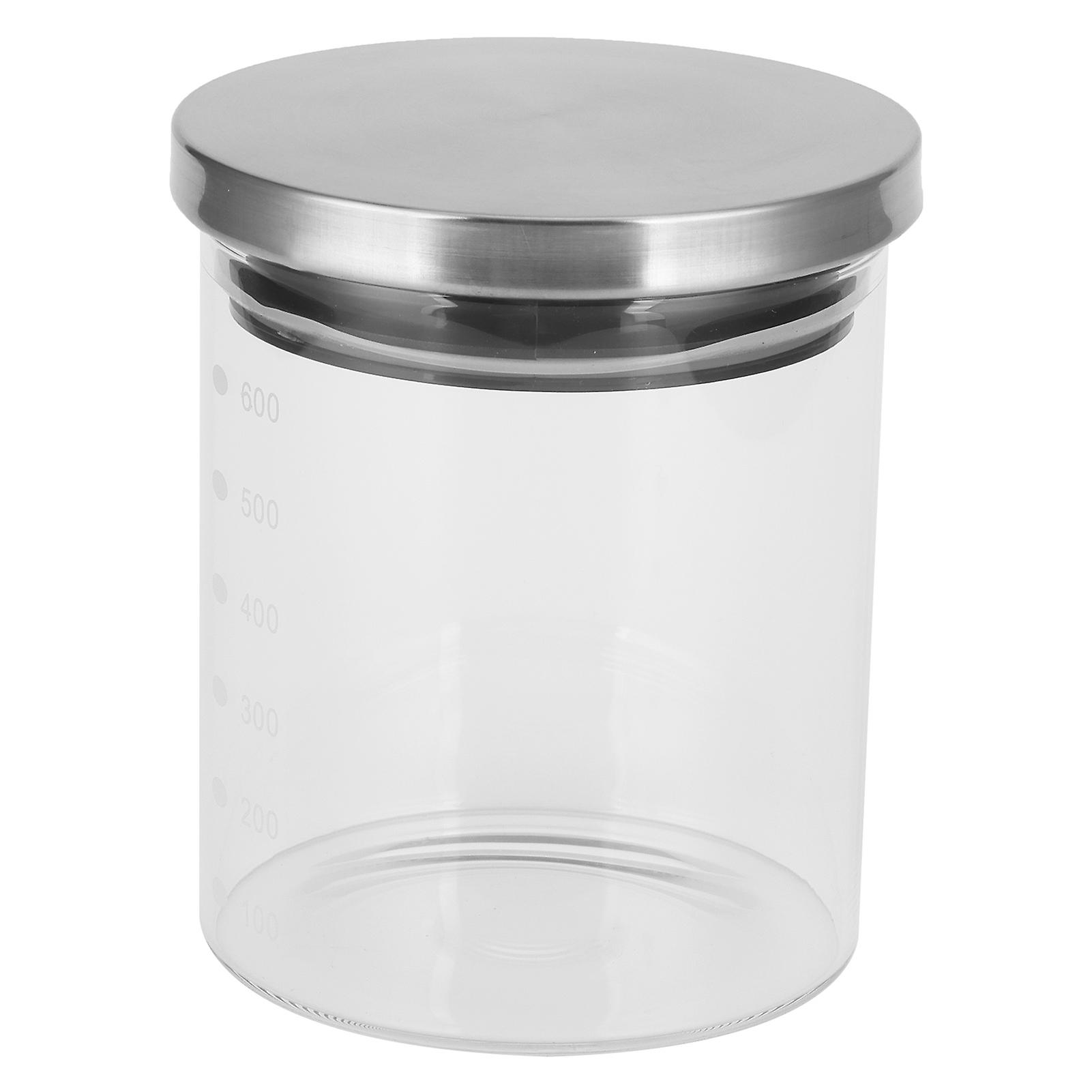 Food Storage Container With Stainless Steel Lid And Graduation Line Kitchen Sealed Jar For Home600ml