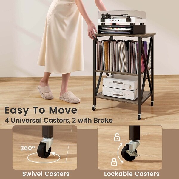 Costway Record Player Stand Vinyl Record Storage Table Holds Up to 120