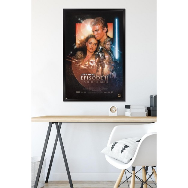 Trends International 24x36 Star Wars Attack Of The Clones One Sheet Framed Wall Poster Prints