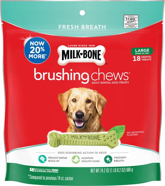 Milk-Bone Fresh Breath Brushing Chews Daily Dental Large Dog Treats