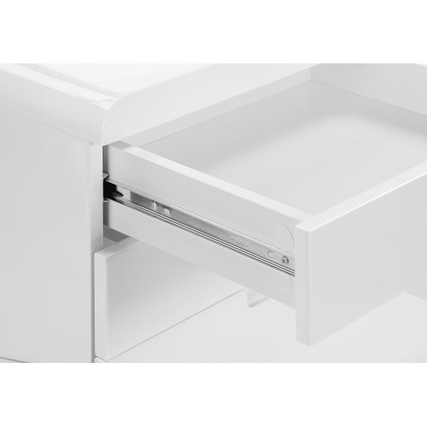 File Cabinet， Rolling Mobile， Storage Drawers， Printer Stand， Office， Work， Glossy White Laminate， Contemporary， Modern