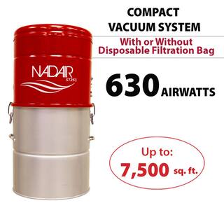 Nadair Powerful 630AW Compat Bagless and Bagged Corded Washable Filter 6.6 Gal. or 25 l Multi-Surface Central Vacuum NAD-630ST-25H