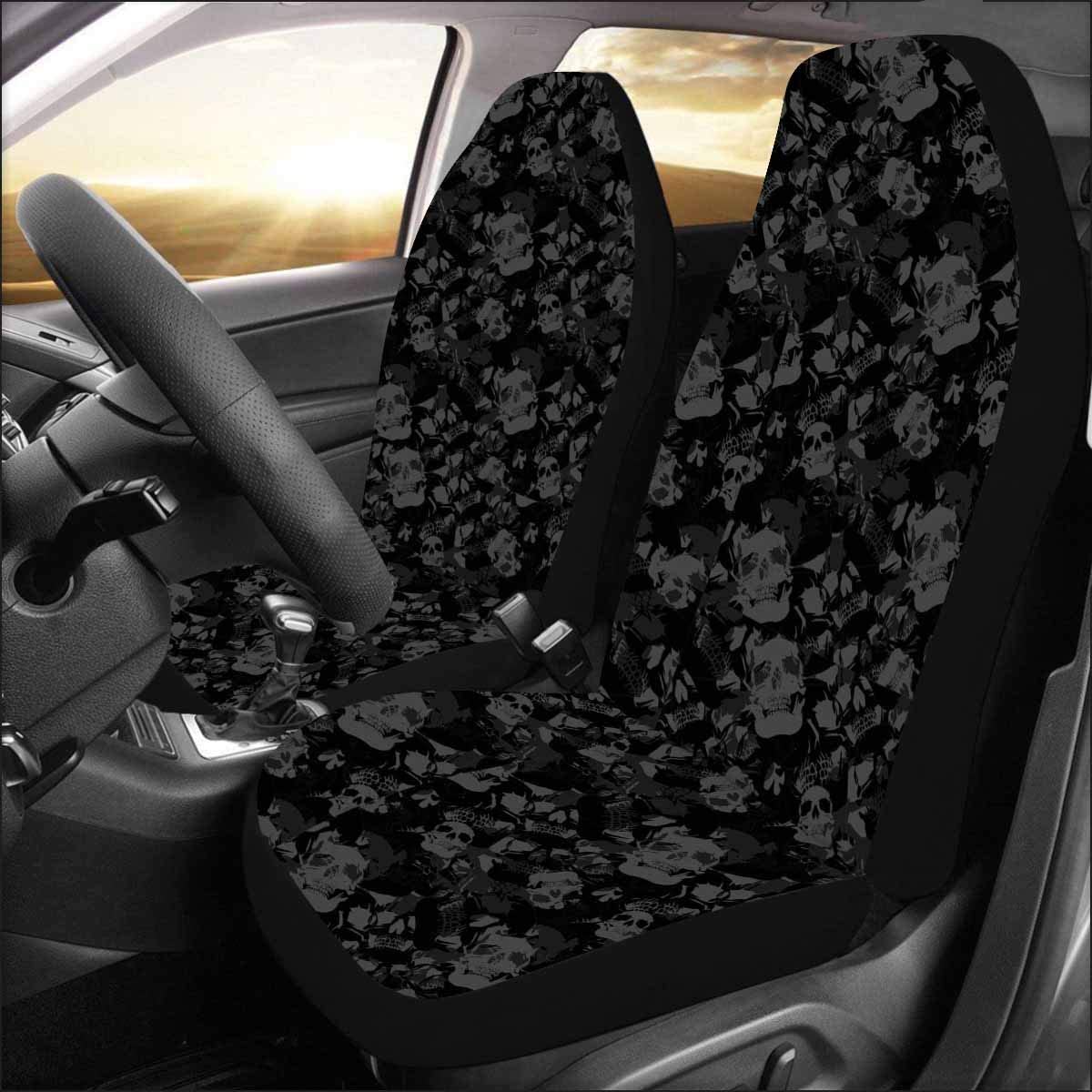 KXMDXA Set of 2 Car Seat Covers Skull Camo Universal Auto Front Seats Protector Fits for Car，SUV Sedan，Truck