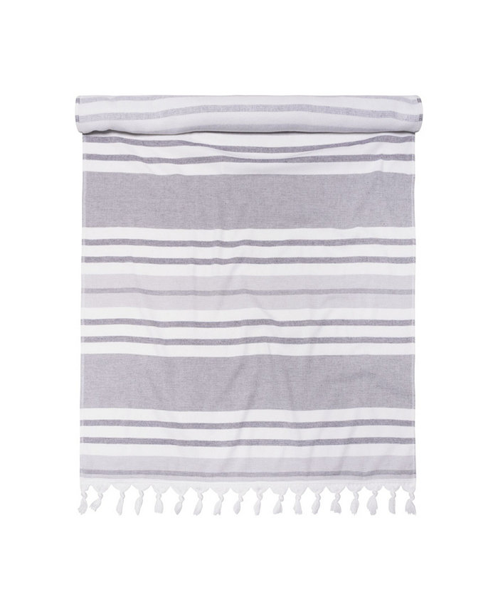 Superior Racer Stripe Fouta Beach Towel with Tassels