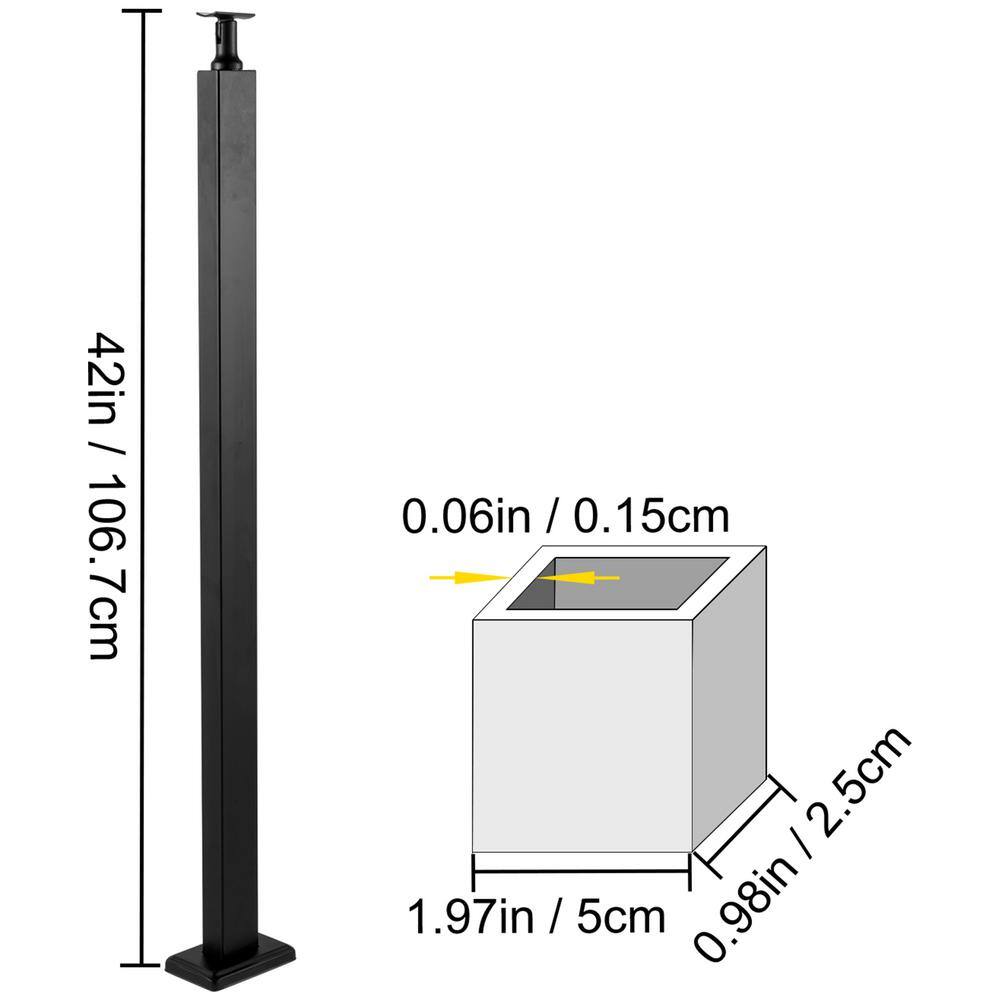 VEVOR Cable Railing Post 42 in. x 0.98 in. x 1.97 in. Stair Railing Kit without Hole Deck Railing w Mount Bracket for Balcony LGZH106.72.550FR7V0