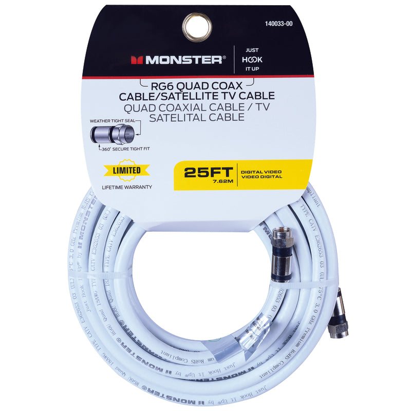 CABLE RG6 QUAD 25' WHITE