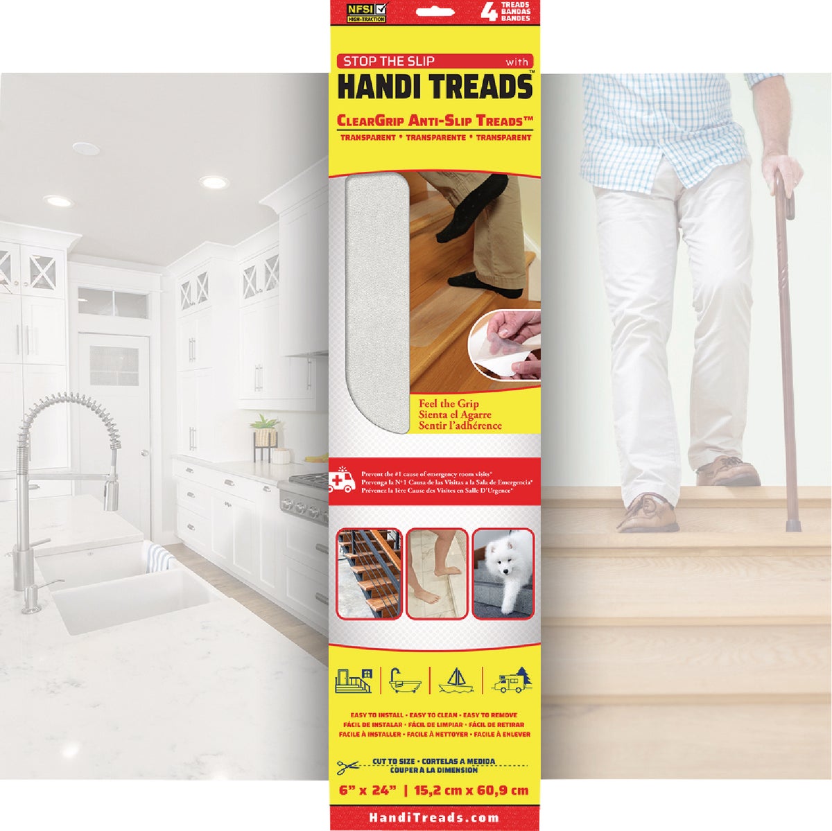 Handi Treads ClearGrip Safety Tread 6 In. W. X 24 In. L. Clear