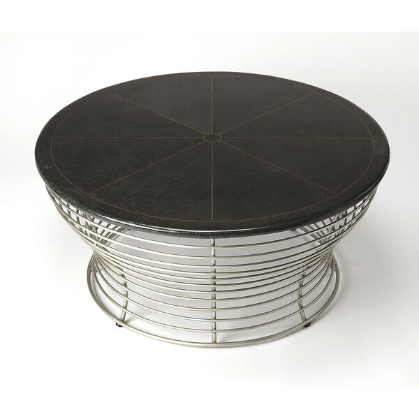 Fleming Fossil Stone and Metal Coffee Table