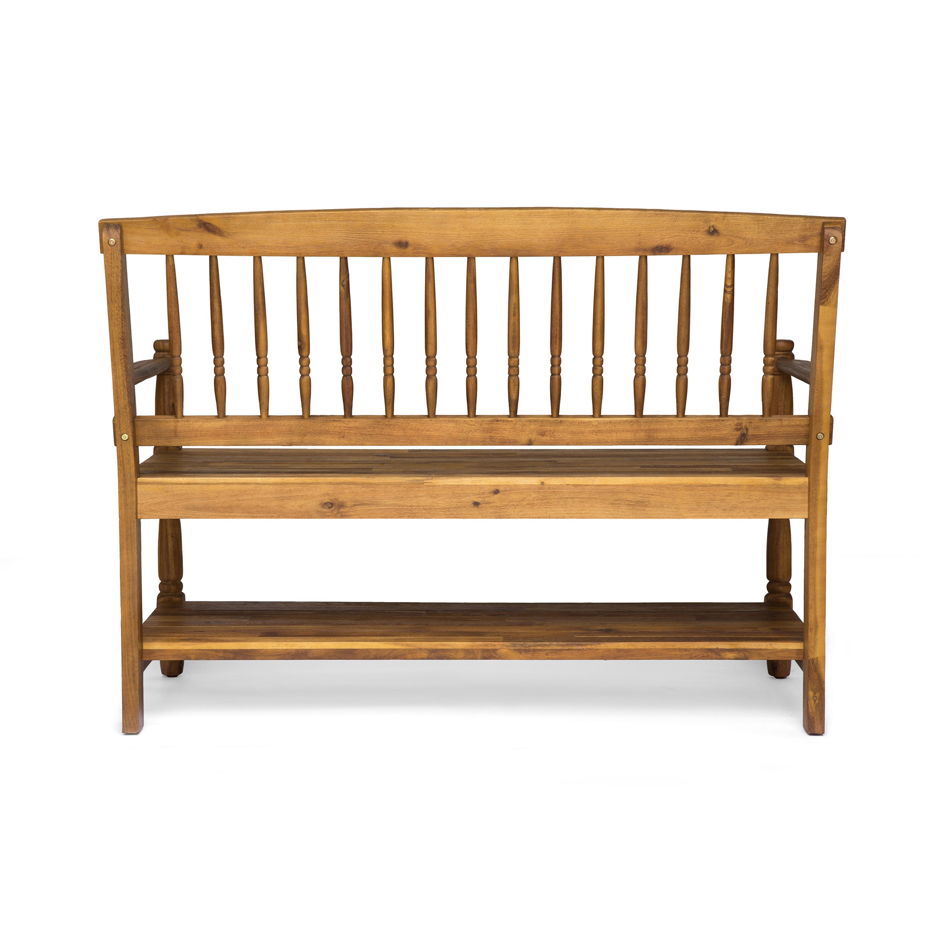 Kuhn Outdoor Acacia Wood Bench with Shelf