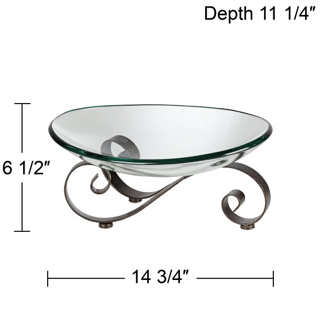 Kensington Hill Iron Scroll Stand With Oval Glass Bowl