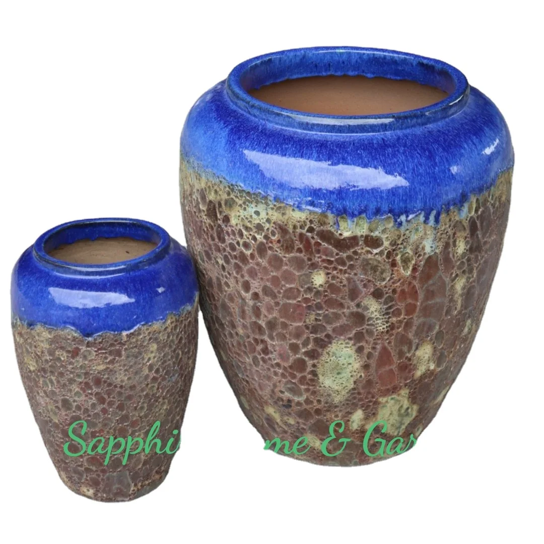 Quality outdoor Ceramic Pots for plants Glazed coated Vietnamse pots modern style Atlantis finishing wholesale pottery pots