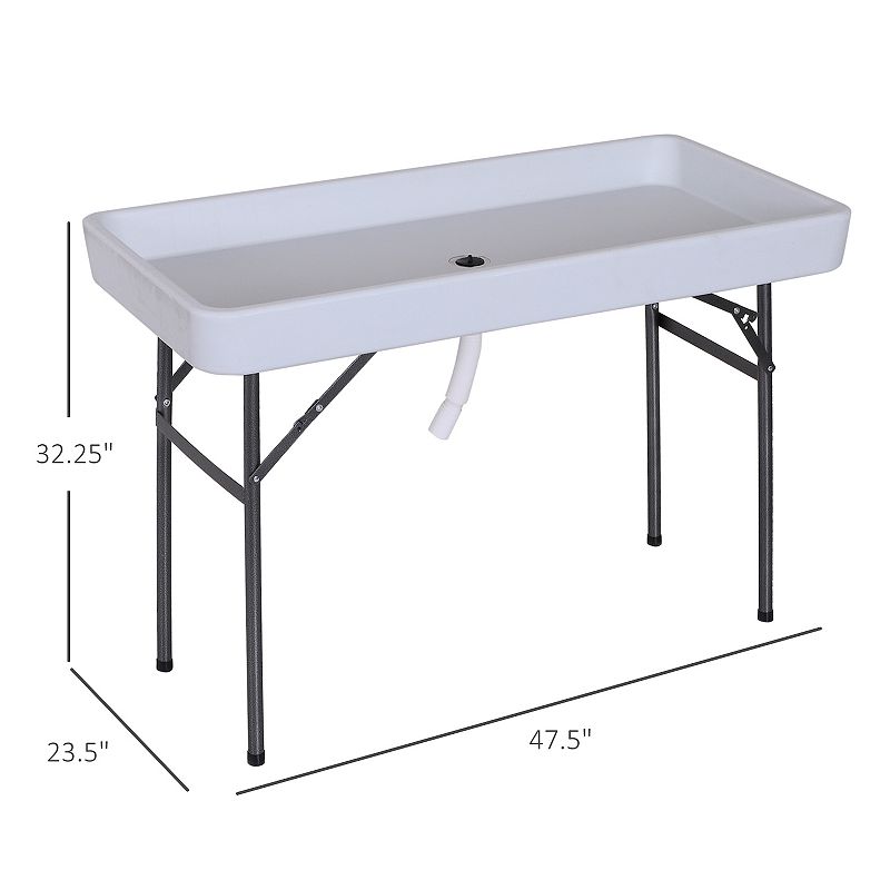 Outsunny 4FT Folding Fish Fillet Cleaning Ice Party Table Sink Camping Picnic