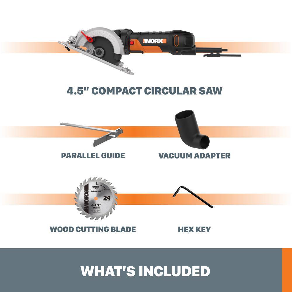 Worx WorxSaw 4-12 in. 4.5 Amp Compact Circular Saw WX439L