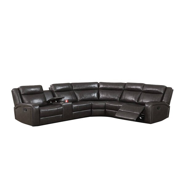 3 Pieces Gel Leatherette Manual Reclining Sectional